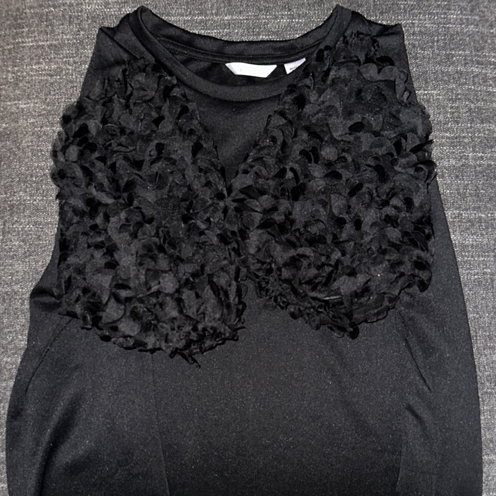Elegant Black Top with Textured Detailed Sleeves